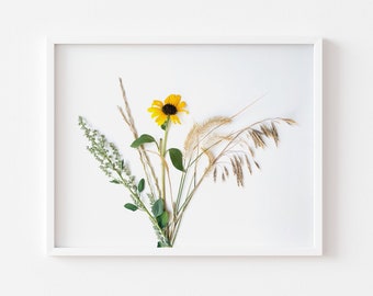 Sunflower Art, Wildflower Art, Botanical Art, Yellow Flower Photography, Pretty Home Decor, Minimalist Art, Giclée Art Print
