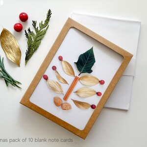 Seizoensgebonden kerstkaartenset met aardse planten | Blanco kerstkaarten set van 10 | Mooie kerstkaarten | Bloemen kerstkaarten | Fotokunst