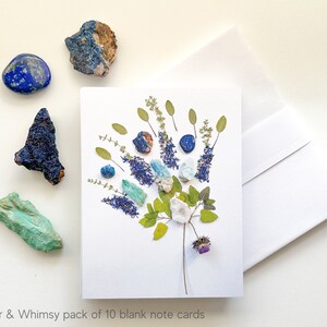 All Occassion Farbe & Whimsy Wildblumen und Kristalle Grußkarten - Set von 10 Wildblumen Blank Notecard Set Geschenk für Sie, Floral Stationary