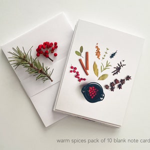 Alle Occassie kaarten Kruiden en Specerijen Notecards Variety Pack van 10 - Blanco Dank u kaarten, Bloemen briefpapier, vakantiekaarten, Cadeau voor haar