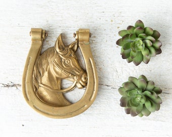 Vintage Brass Horse Door Knocker - Equestrian Door Knocker - Brass Door Knocker - Gold Door - Front Door Decor - Horse Decor - Gold Horse