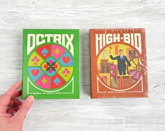 ONE Vintage New-Old Stock 70's Card Game - Octrix or High Bid - Travel Game - Retro Card Game - 60s and 70s Graphic Design - Retro Gift