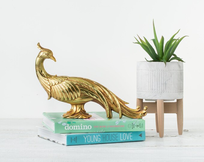 Vintage Gold Phoenix Statue Gold Peacock Statue Large Etsy
