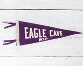 Vintage Eagle Cave Wisconsin Pennant - Wisconsin Pennant - Rustic Purple Pennant - Felt Pennant - Purple Decor - Dorm Room Decor - Plum Flag