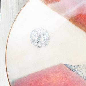 Vintage Large Enamel and Copper Ashtray Art Ash Tray Enameled Decorative Dish Pink Trinket Dish Catchall Bowl image 6