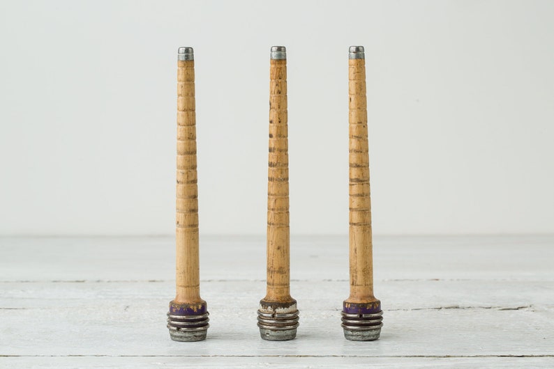 3 Vintage Wood Spools Wooden Spools Antique Wood Bobbins Rustic Decor Farmhouse Decor Rustic Display Decor Yarn Storage image 6