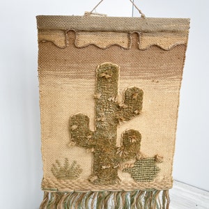 Tenture Murale Vintage Tissée Main Grand Format Cactus - Fabriqué En Inde, Occasion