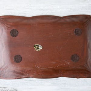 Vintage Pressed Tray Faux Carved Wood Dish Floral Serving Tray Syroco Wood Farmhouse Decor Centerpiece Tray Trinket Dish image 5