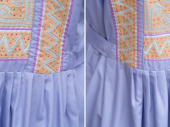 Stunning Vintage 70's Patchwork Dress - Lavender … - image 2