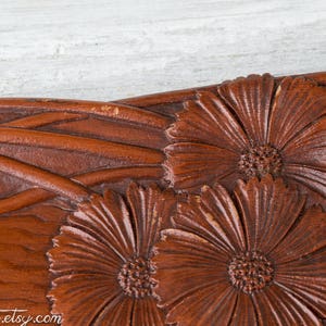 Vintage Pressed Tray Faux Carved Wood Dish Floral Serving Tray Syroco Wood Farmhouse Decor Centerpiece Tray Trinket Dish image 4