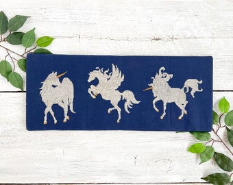 Vintage Cross Stitched Unicorns and Pegasus - Stitched Mythological Art - Unicorn Needlepoint Art - Cross Stitch Decor - Embroidered Art