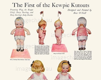 First KEWPIE Kutouts DIGITAL DOWNLOAD Paper Dolls by Rose O&#39;Neill Dotty Darling with Clothes Printable Vintage Cut Outs  from imagechateau