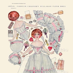 ADELE Mode Papierpuppe DIGITAL DOWNLOAD 1912 Vorderseite Rückseite Wrap around Petticoat Nacht Dessous Mütze Valentine Vanity Items Carolyn Chester