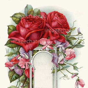 Borda de ROSA VERMELHA em branco para impressão DIGITAL, download, adicione seu próprio texto para projetos de imagens de artesanato, florais para cartões comemorativos, poemas e muito mais