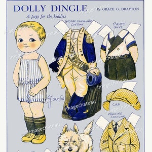 DOLLY DINGLE Paper Doll Digital DOWNLOAD George Washington Mac the Dog Party Suit by Grace Drayton Scrapbooking Cut Outs Junk Journal