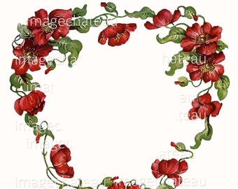 HEART SHAPED Border DIGITAL Download Red Roses Vines Flowers Add your image or Text Valentine Love Romance Printable Craft