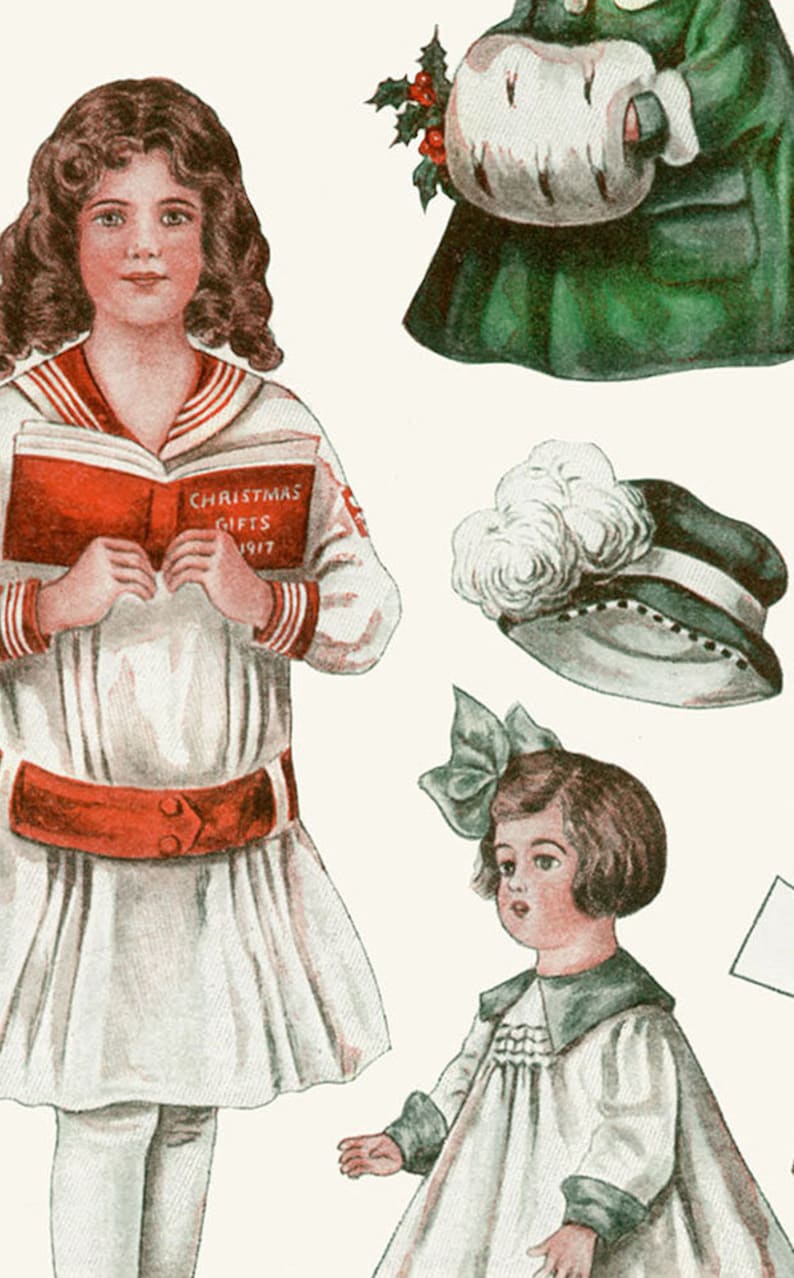 Christmas BETTY BONNET Paper Dolls DIGITAL Bride Doll Xmas Presents Holly Winter Clothing ...