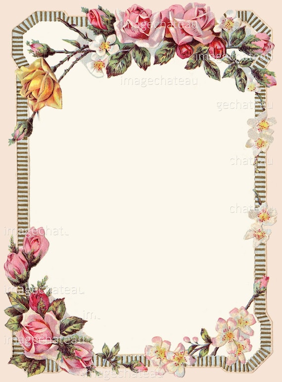 Floral Monogram Letter Art - Free Printable Vintage Pink Rose Design 