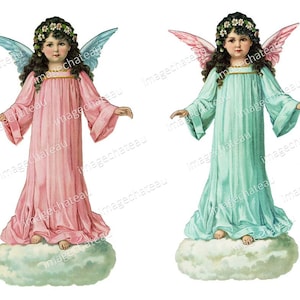 TWO ANGELS Young Girls Printable DIGITAL Download Pink and - Etsy