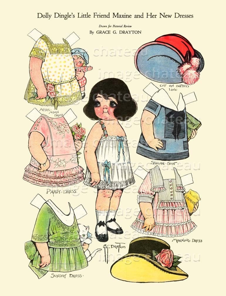 DOLLY DINGLE Paper Dolls DIGITAL Download Friend Maxine by Grace Drayton Party and Sunday