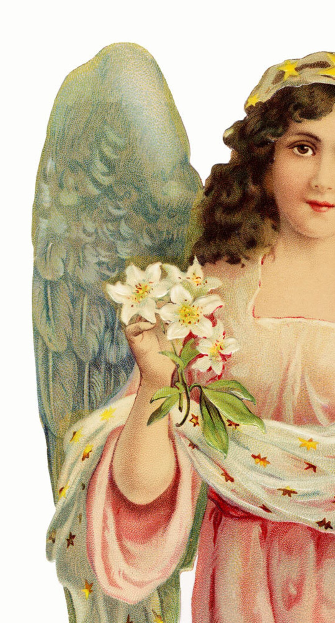 ANGEL Holding Flowers Large DIGITAL DOWNLOAD 9 Inches High Etsy UK