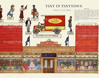 TINYTOWN Cut Outs DIGITAL Download Globe DEPARTMENT Store 1915 Window Dressings Delivery Truck Employees Printable Craft  imagechateau