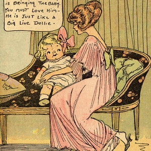 DIMPLES Gives Baby Bath DIGITAL DOWNLOAD Grace Drayton Comic Strip Little Girl Puppy Dog Mother Nurse in Trouble from image chateau