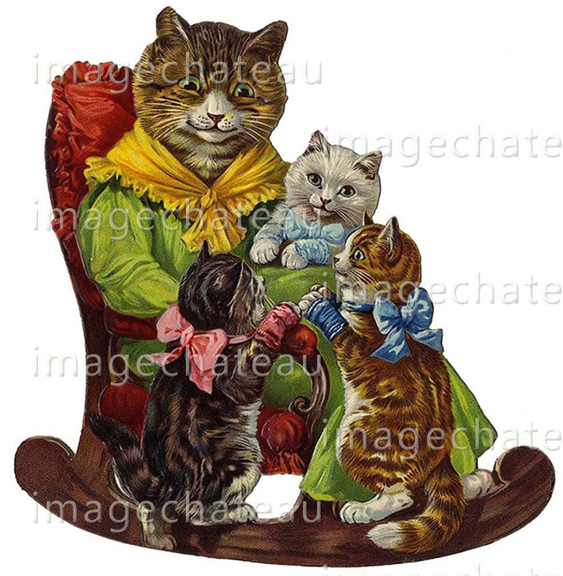 ROCKING Chair Cat Nursery Rhyme DIGITAL DOWNLOAD Paper Toy Rocker Three