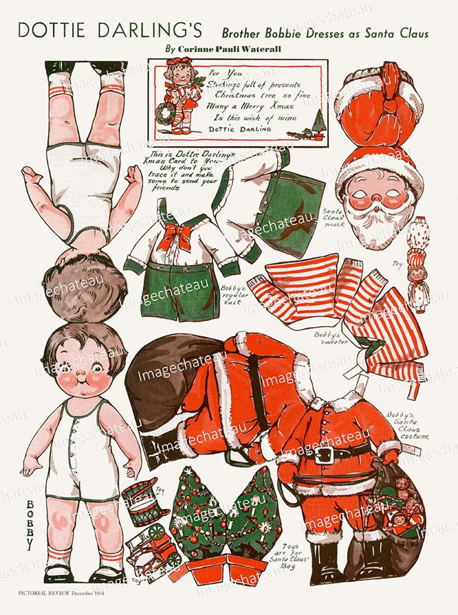 DOTTIE DARLING Christmas Paper Dolls DIGITAL Download Santa Claus ...