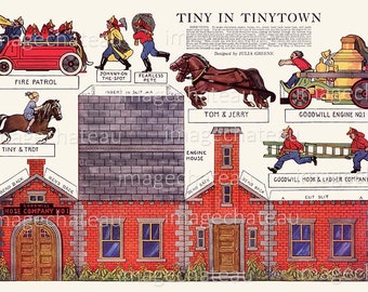 FIREHOUSE Firemen Cut Outs DIGITAL Download Hose Company Hook Ladder Horse Drawn Fire Engine Tinytown Printable Craft to Make imagechateau