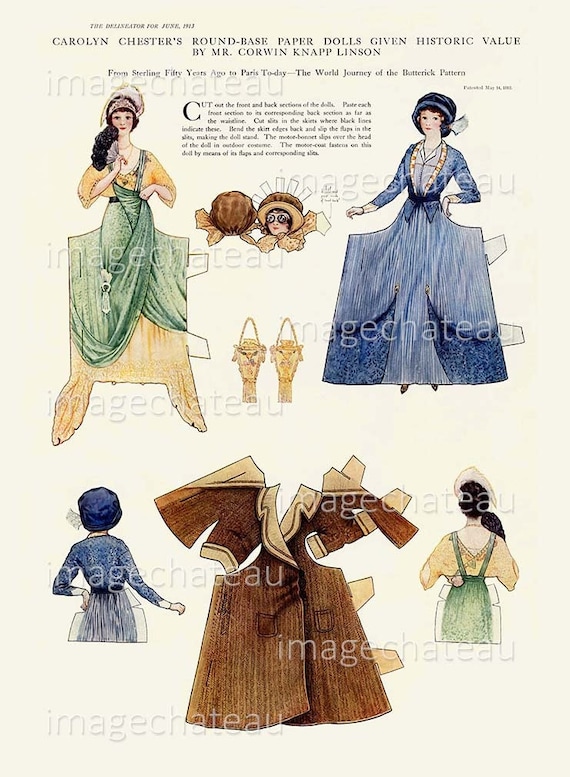VINTAGE Fashion Paper Dolls DIGITAL DOWNLOAD 1912 and Before Etsy