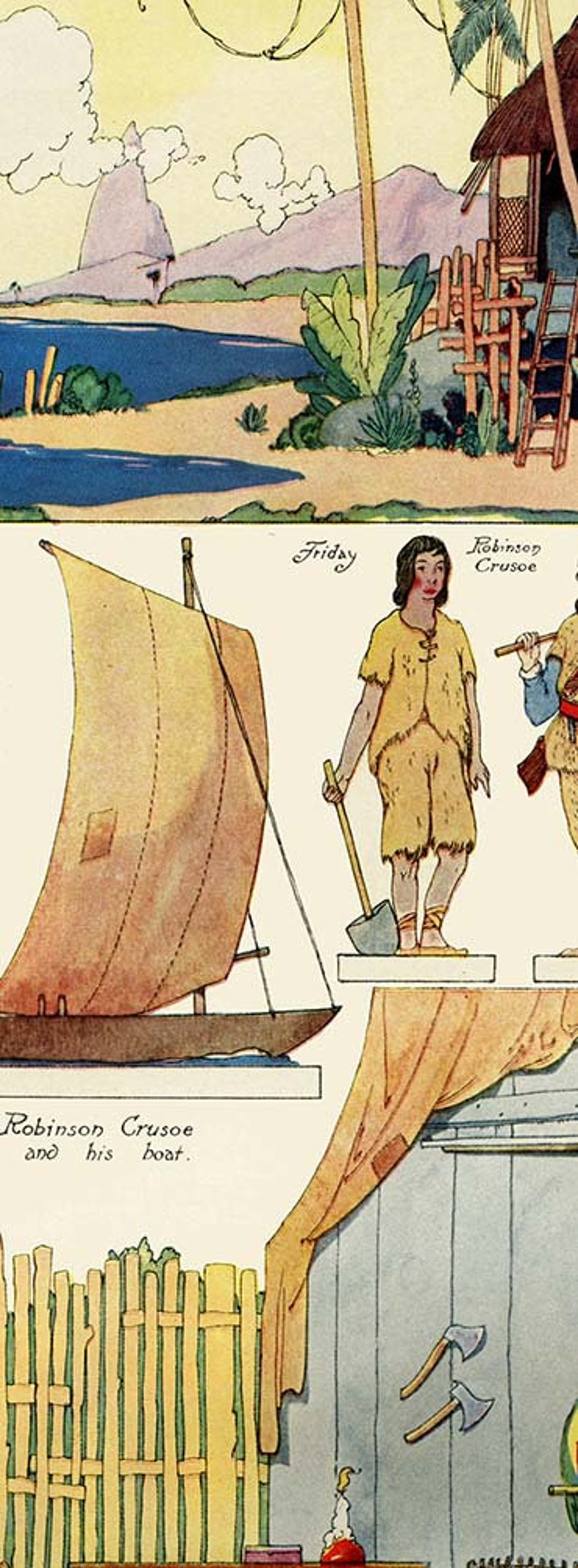 ROBINSON CRUSOE Children's Theater DIGITAL Download Printable Toy Cut ...
