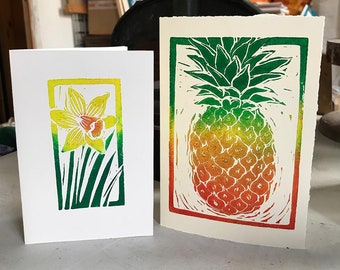Hand Printed Linocut Greetings Card