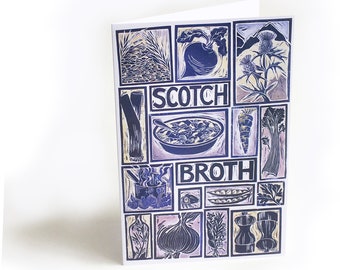 Scotch Broth Illustrated Recipe Greetings Card with cooking instructions on the back