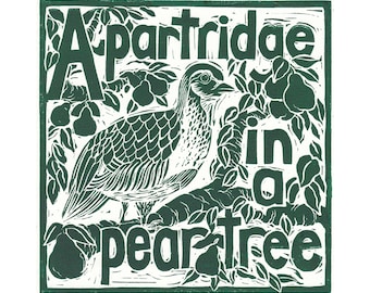 The Twelve days of Christmas Set of 12 greetings cards from original lino cut prints illustrating the traditional family festive song