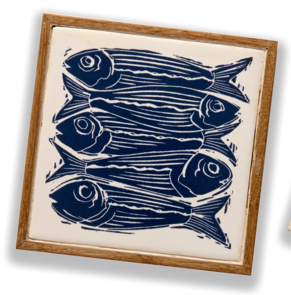Ceramic Tile Trivet Framed Coaster Handmade Screen