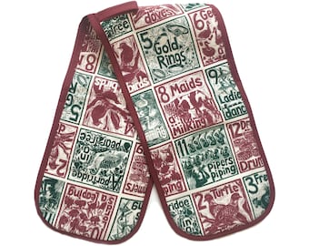 The Twelve Days of Christmas organic cotton double oven glove