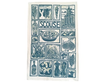 Scouse Recipe Tea Towel: Illustrated Organic Cotton Kitchen Decor