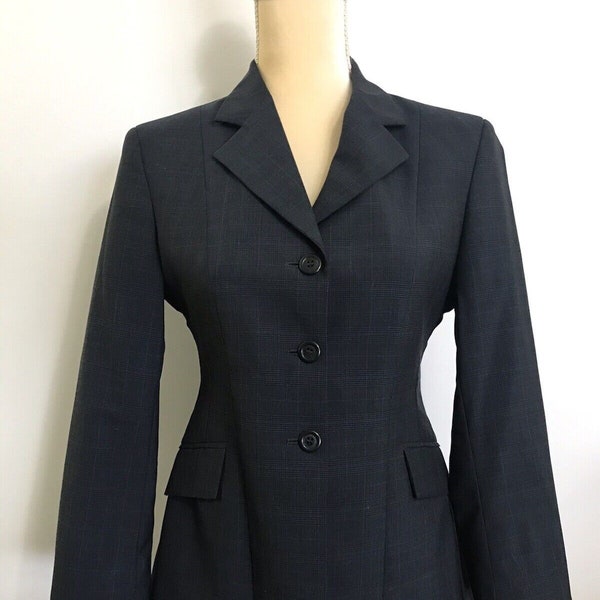 RJ CLASSICS Essential Show Coat 4S Dark Grey/Black Blue Windowpane Riding Jacket