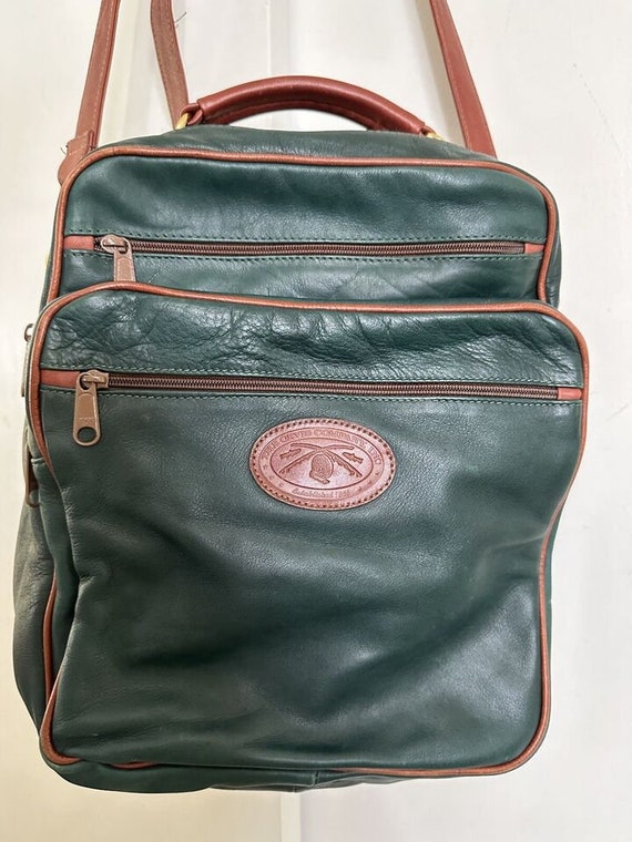 ORVIS Vintage Green Leather Satchel Bag 10x12