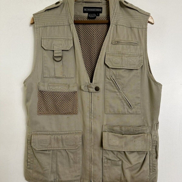 Vintage J. PETERMAN Tan Hunting Fishing Photographers Vest LG Sleeveless Jacket