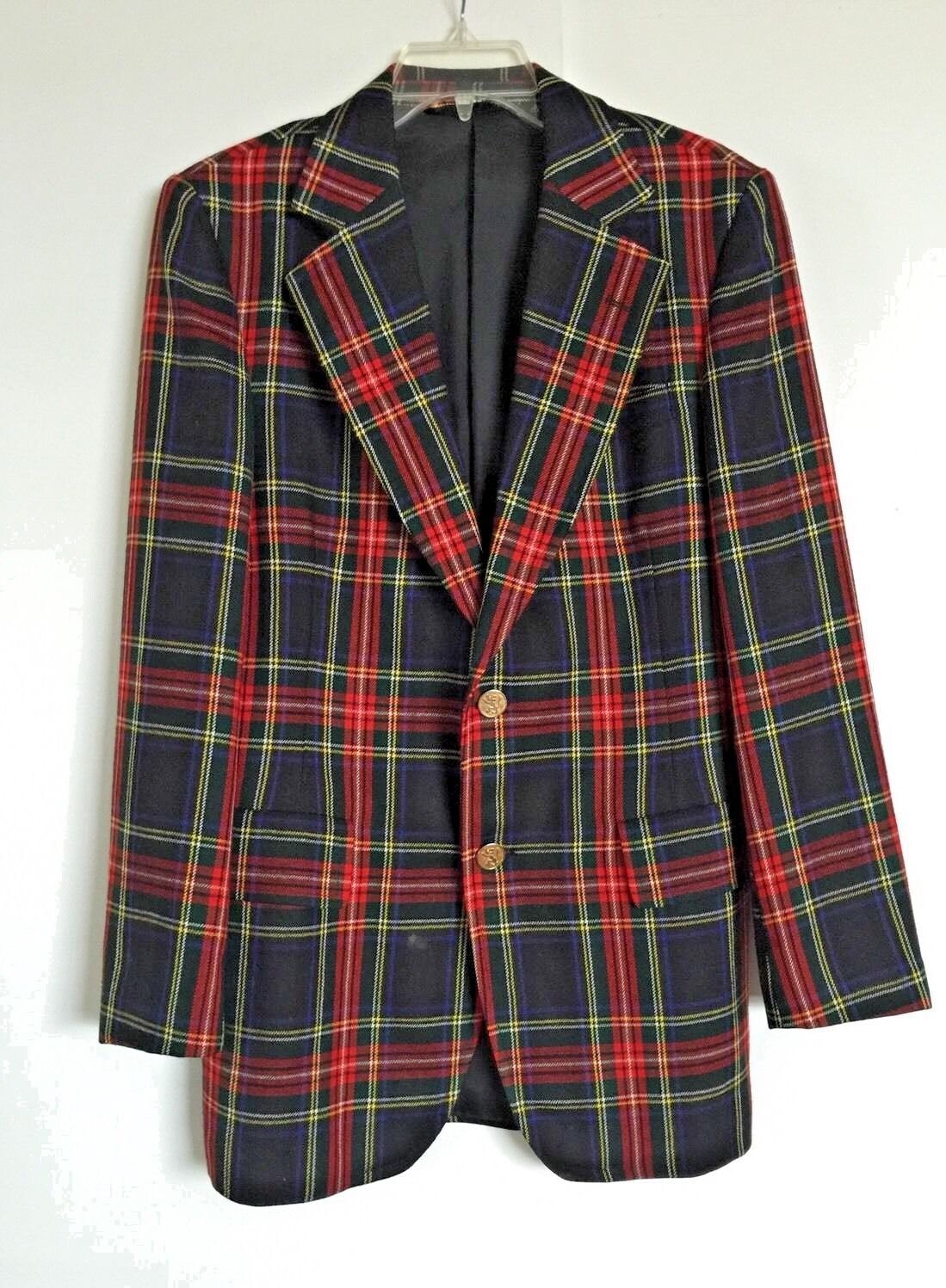 Vintage SCOTCH HOUSE Tartan Plaid Blazer Black Stewart 40 L | Etsy