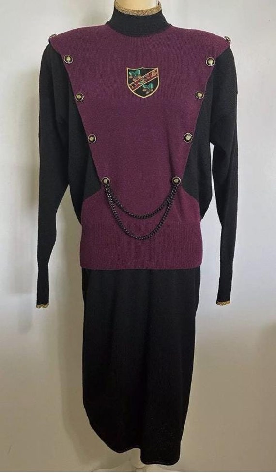 Vintage Myrna & Gail Knit 2 Piece Military Skirt Set Maroon Black 80s 90s -  Etsy Israel