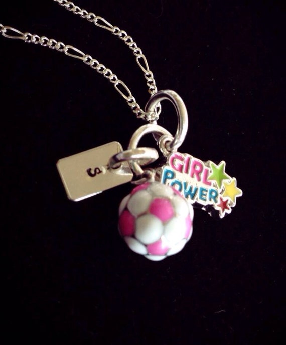 Items similar to Sporty Girl "Girl Power" Soccer Hand Stamped Initial