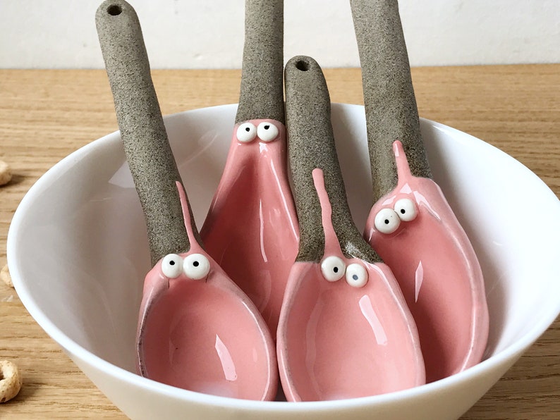 funny dressing spoon. Whimsical ceramic creature spoon
