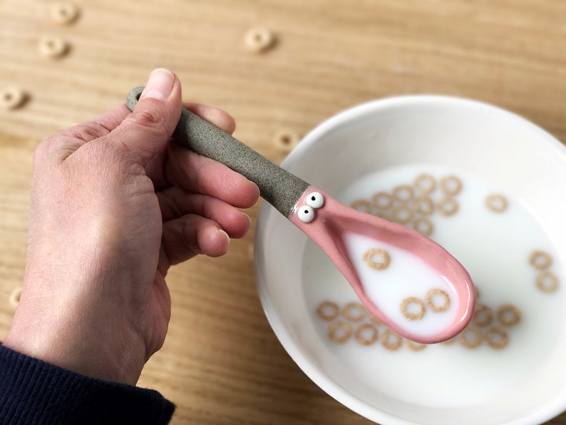 funny dressing spoon. Whimsical ceramic creature spoon
