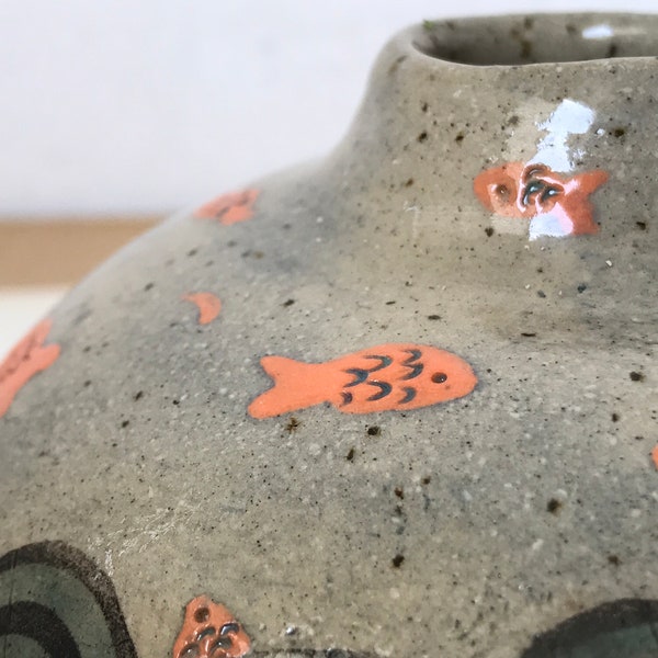 Sealift illustration, one of a kind ceramic vase