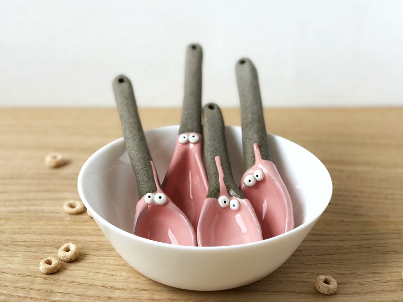 funny dressing spoon. Whimsical ceramic creature spoon