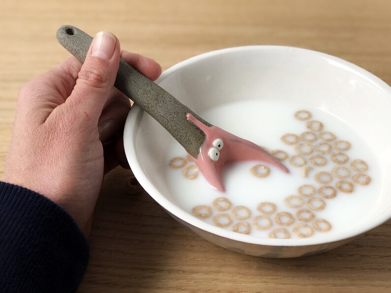 funny dressing spoon. Whimsical ceramic creature spoon