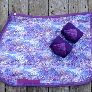 Saddle pad polo wraps Purple Fusion Custom Made English Saddle Pad with Bling and Matching Polo Wraps